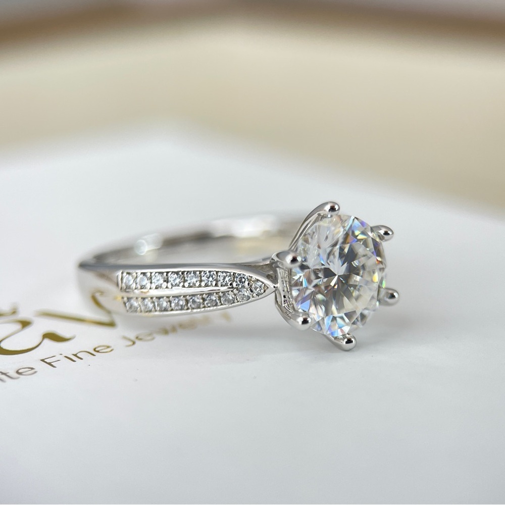 2CT Round Moissanite Diamond Double Chanel Paved Engagement Ring S925 18K Plated - Picture 1 of 6